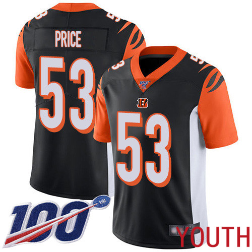 Cincinnati Bengals Limited Black Youth Billy Price Home Jersey NFL Footballl #53 100th Season Vapor Untouchable